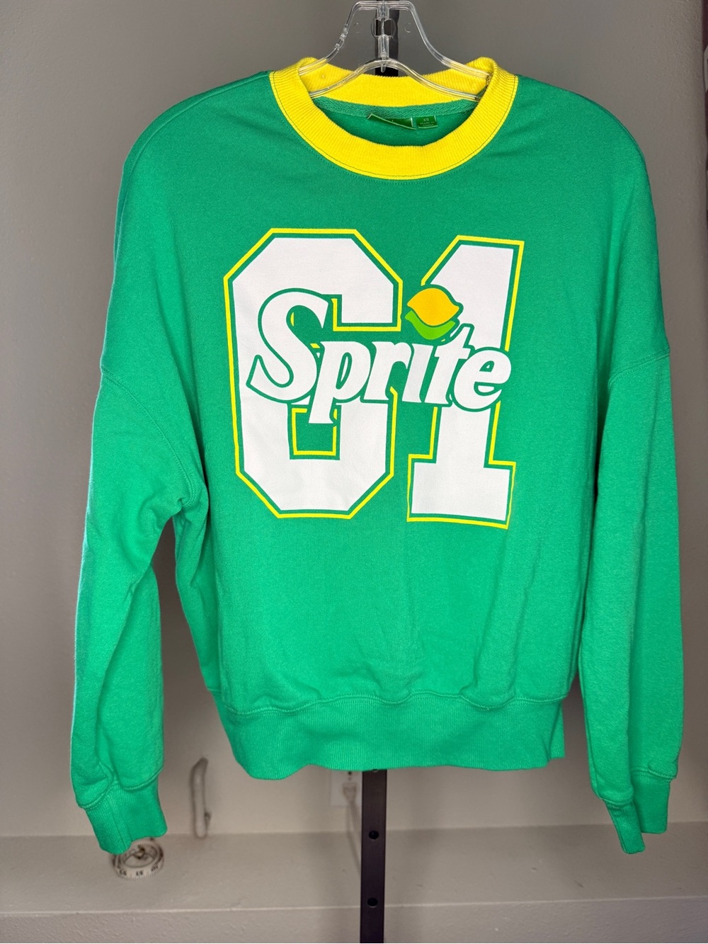 Green Sprite Crewneck Sweatshirt with Yellow Trim